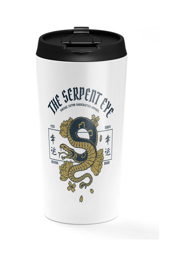 Double-Wall Stainless Steel Printed Tumbler with Lid White - Image 1