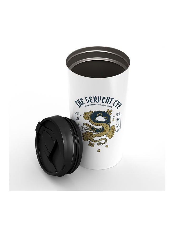 Double-Wall Stainless Steel Printed Tumbler with Lid White - Image 2