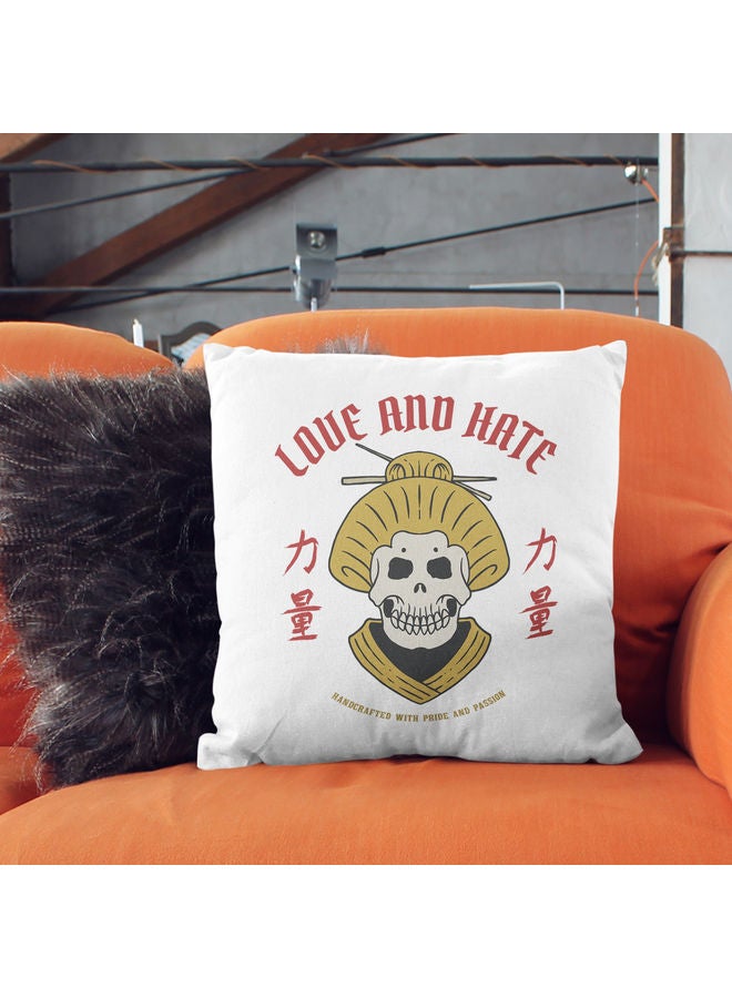 Love And Hate Printed Decorative Throw Pillow White/Red/Beige 40x40cm - Image 2