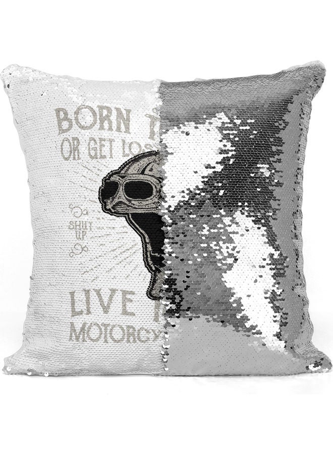 وسادة مُزينة بالترتر بتصميم "Born To Race" متعدد الألوان - Image 3