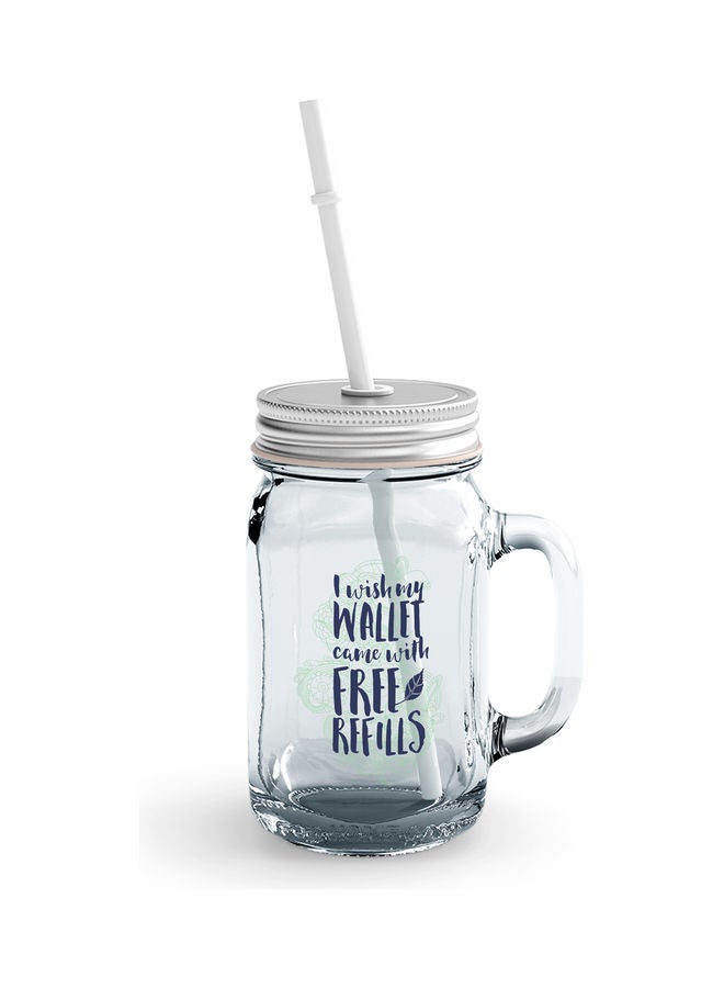 My Wallet Quote Theme Printed Mason Jar Clear  - Image 1