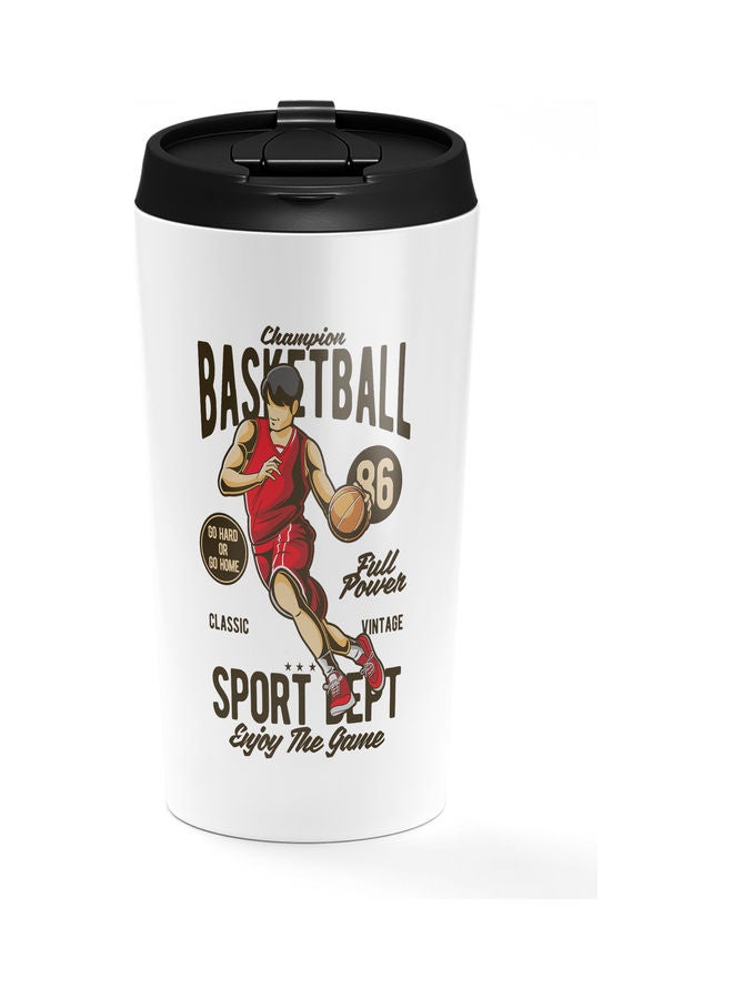 Basketball Design Stainless Steel Tumbler With Lid Multicolour - Image 1