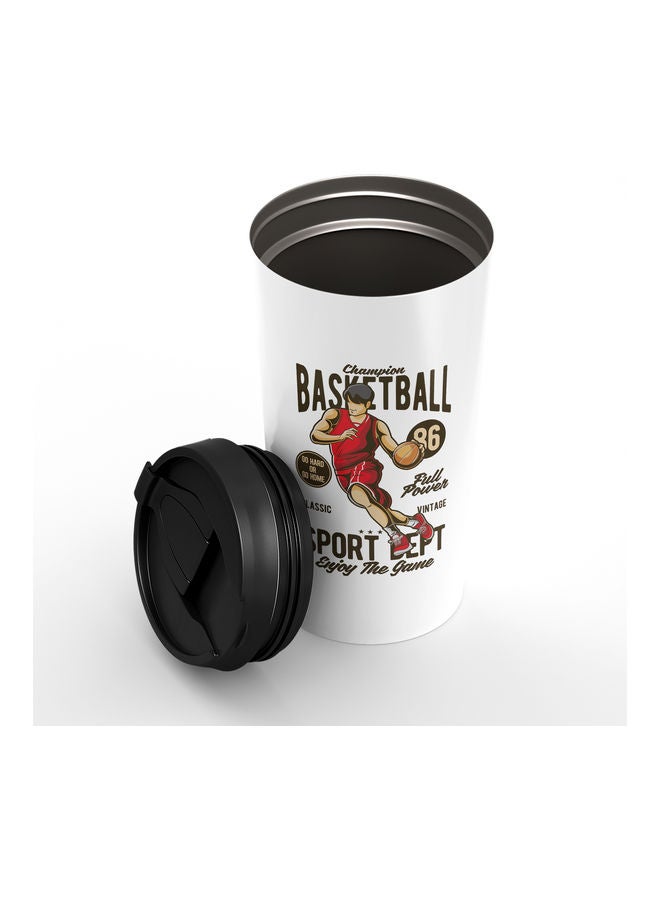 Basketball Design Stainless Steel Tumbler With Lid Multicolour - Image 2