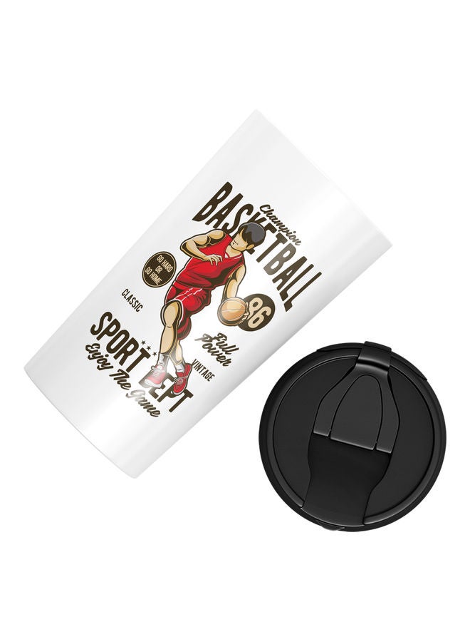 Basketball Design Stainless Steel Tumbler With Lid Multicolour - Image 3