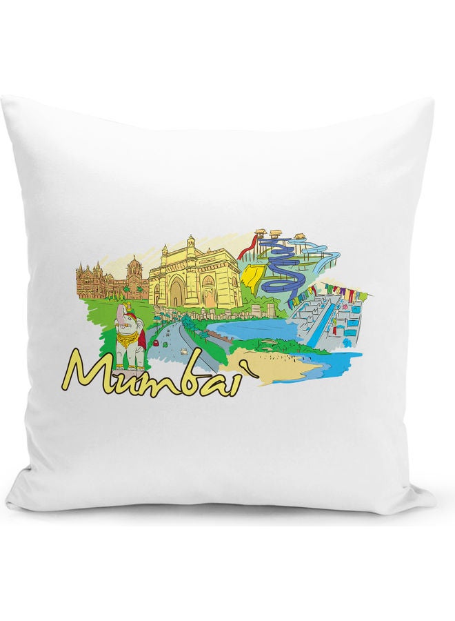 Mumbai Themed Decorative Throw Pillow Multicolour 40x40cm - Image 1