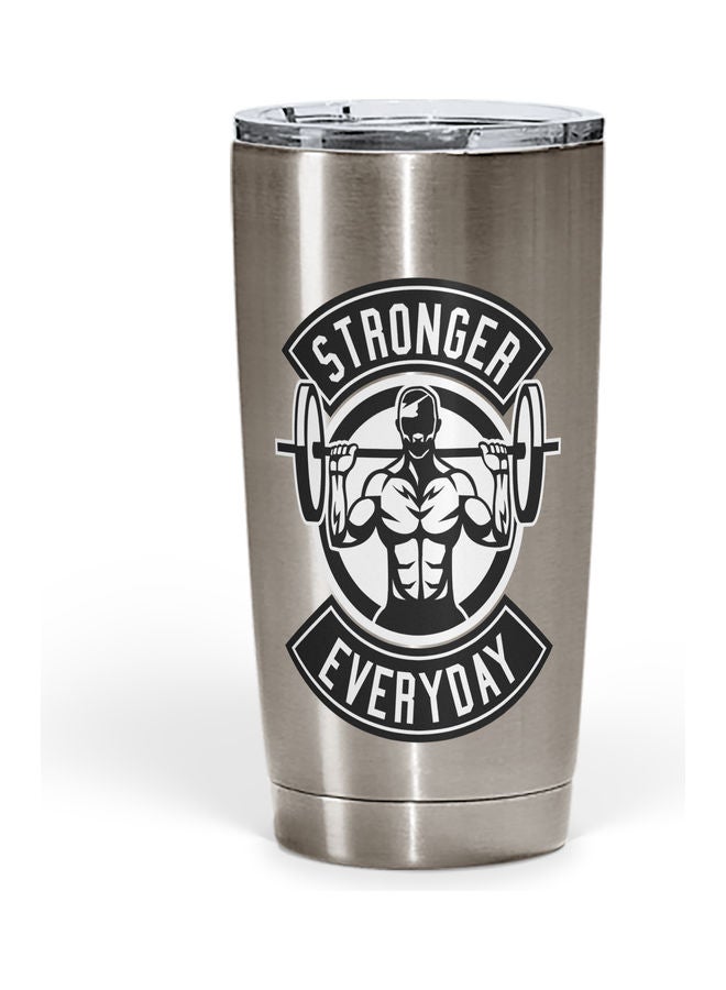 Stronger Everyday Printed Tumbler With Lid Silver/Black - Image 1