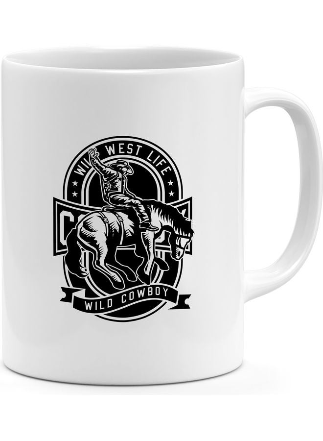 Horse Rider Design Coffee Mug White/Black - Image 1