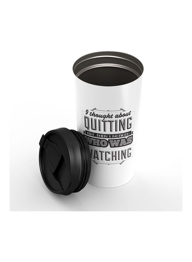 كوب مزدوج الجدار مطبوع عليه عبارة "Thought About Quitting" متعدد الألوان - Image 2