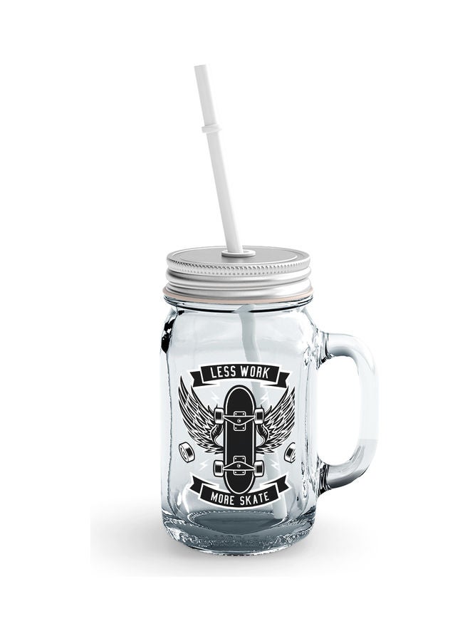 More Skating Design Glass Jar With Straw Multicolour