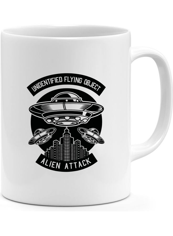 Alien Attack Design Coffee Mug White/Black - Image 1