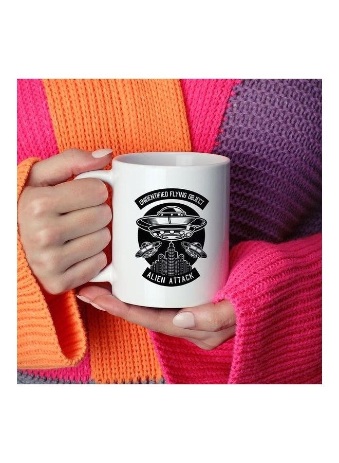Alien Attack Design Coffee Mug White/Black - Image 2