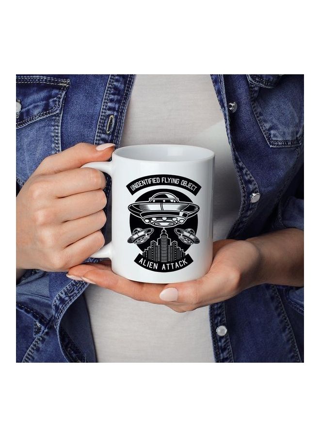 Alien Attack Design Coffee Mug White/Black - Image 3
