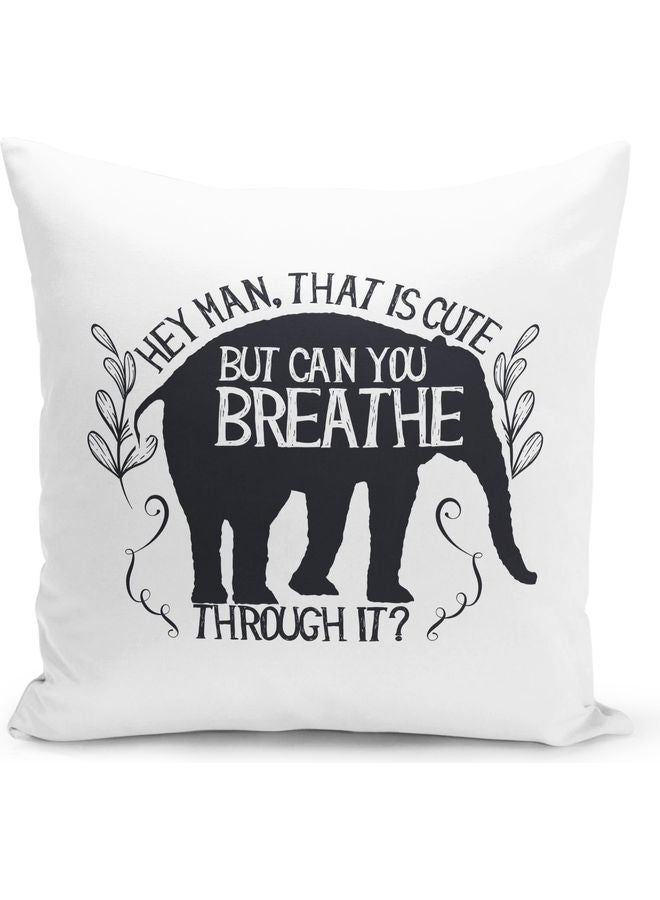 Cute Elephant Design Decorative Throw Pillow White/Black - Image 1