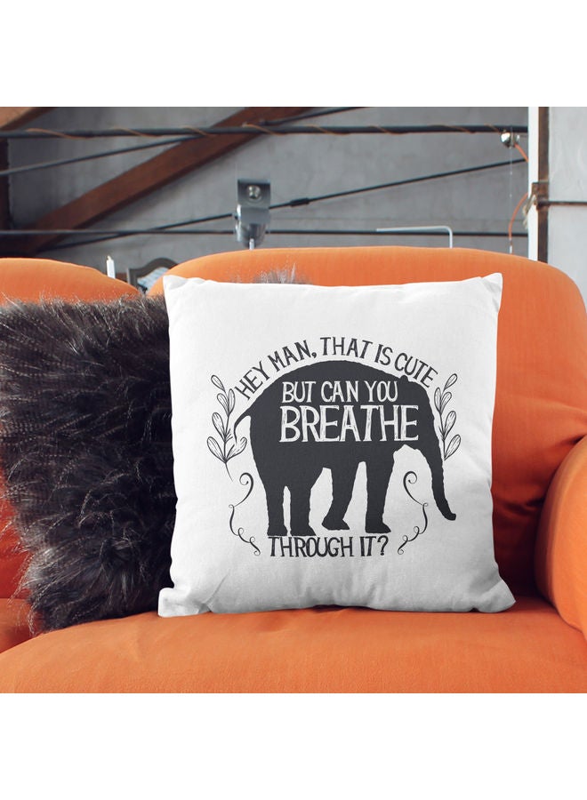 Cute Elephant Design Decorative Throw Pillow White/Black - Image 2