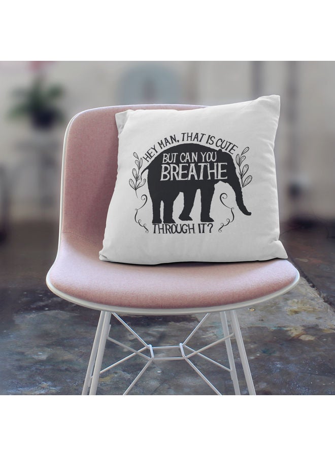 Cute Elephant Design Decorative Throw Pillow White/Black - Image 3