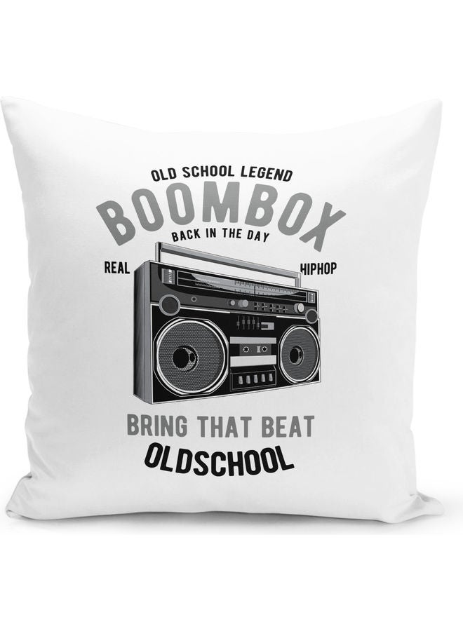 Old School Legend Printed Decorative Throw Pillow White/Grey/Black 40x40cm - Image 1