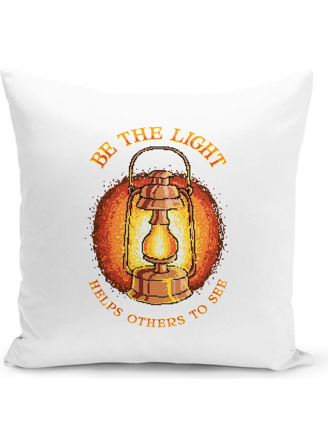وسادة زينة للديكور بطبعة اقتباس "Be The Light" أبيض/برتقالي - Image 1