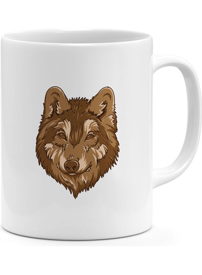 Cartoon Wolf Printed Coffee Mug White - Image 1