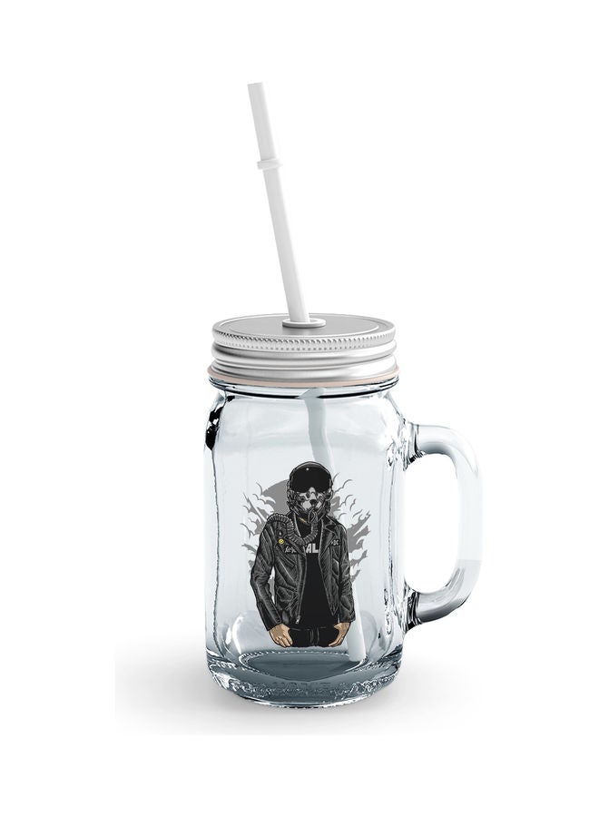 Gas Mask Design Glass Jar With Straw Multicolour - Image 1