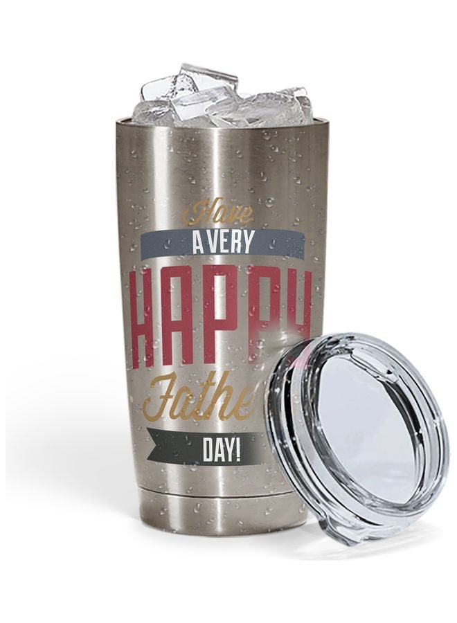 كوب من الستانلس ستيل مطبوع عليه عبارة Have A Very Happy Father's Day" متعدد الألوان - Image 2