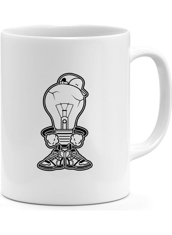 Light Bulb Printed Coffee Mug White/Black - Image 1