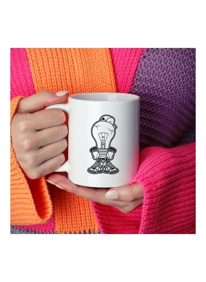 Light Bulb Printed Coffee Mug White/Black - Image 2