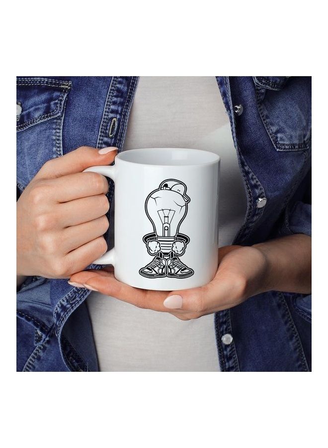 Light Bulb Printed Coffee Mug White/Black - Image 3