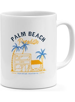 Palm Beach Paradise Printed Coffee Mug White/Yellow/Black