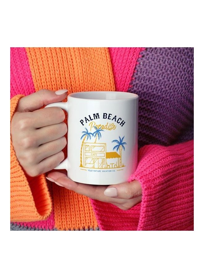Generic - Palm Beach Paradise Printed Coffee Mug White/Yellow/Black - Image 1
