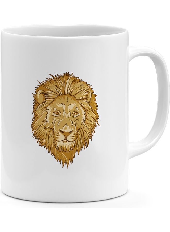 Cartoon Lion Printed Coffee Mug White/yellow - Image 1