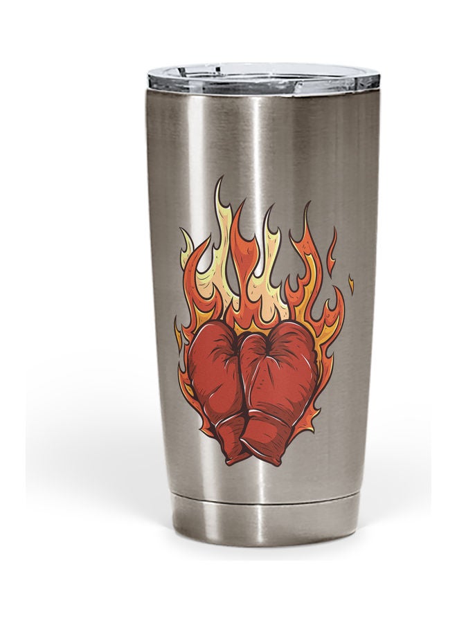Gloves On Fire Stainless Steel Tumbler With Lid Silver  - Image 1