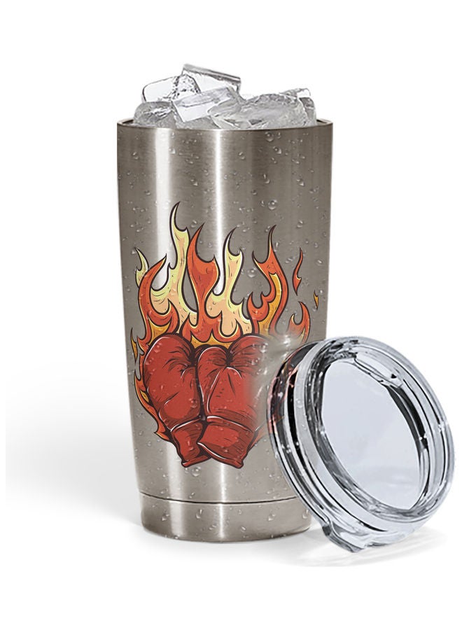Gloves On Fire Stainless Steel Tumbler With Lid Silver  - Image 2