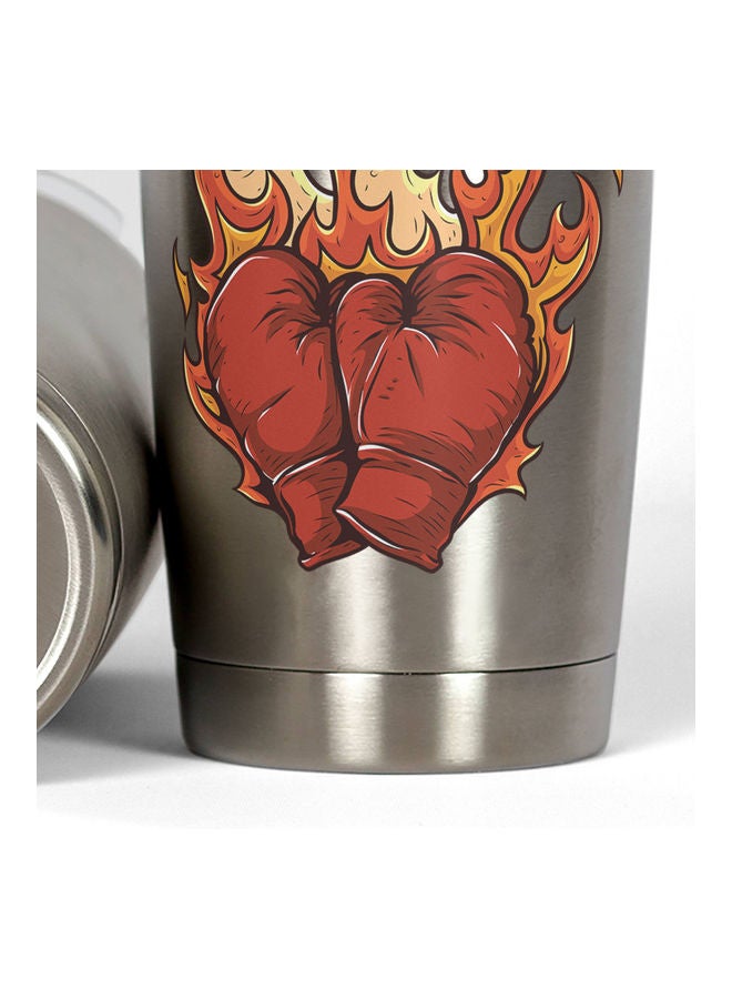 Gloves On Fire Stainless Steel Tumbler With Lid Silver  - Image 3