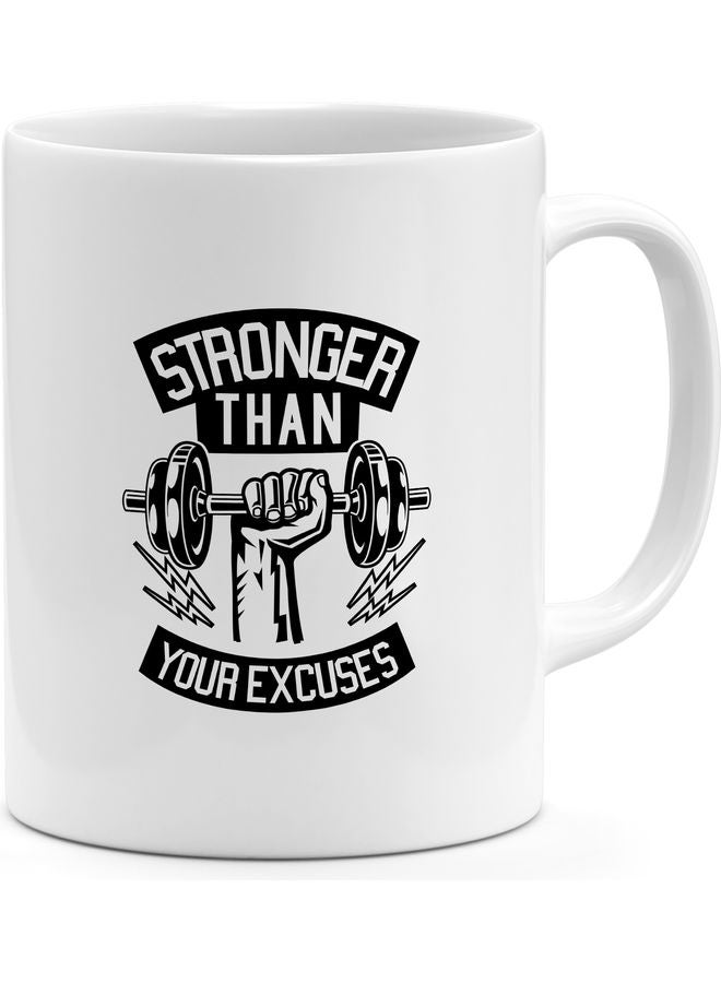 مج قهوة مطبوع عليه اقتباس "Strong" أبيض - Image 1