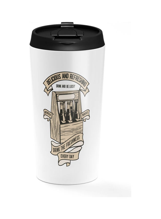 Drink Fresh Everyday Quote Stainless Steel Tumbler With Lid Multicolour - Image 1