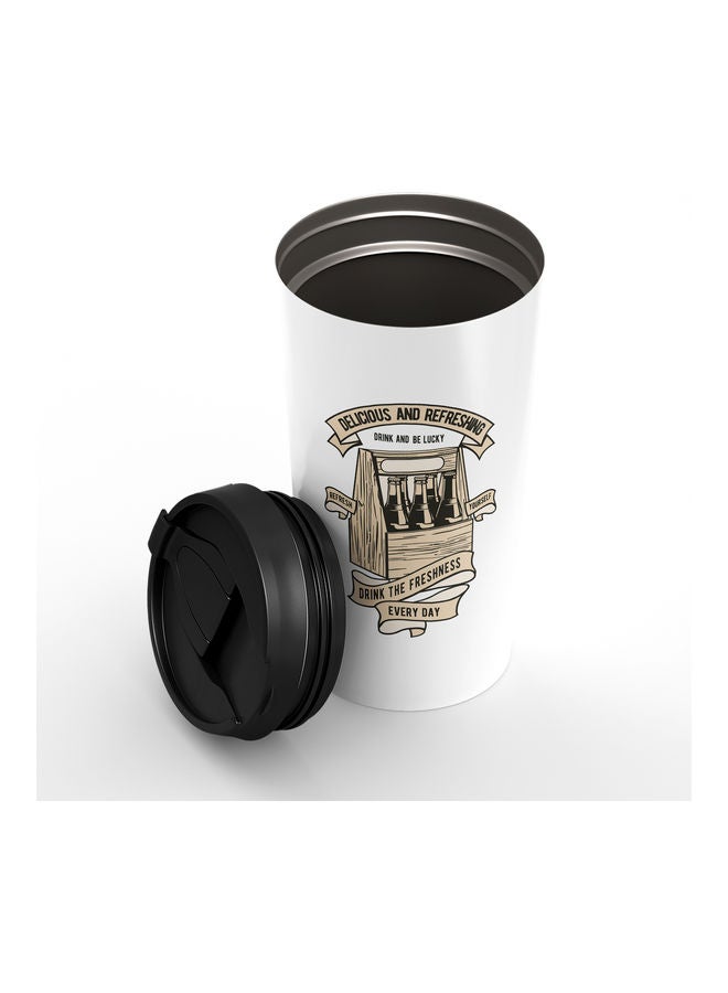 Drink Fresh Everyday Quote Stainless Steel Tumbler With Lid Multicolour - Image 2