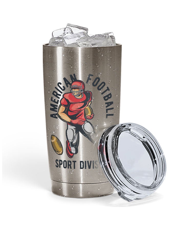 American Football Design Stainless Steel Tumbler With Lid Multicolour - Image 2