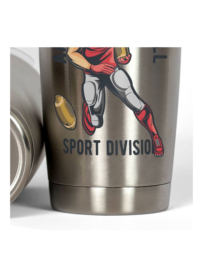 American Football Design Stainless Steel Tumbler With Lid Multicolour - Image 3