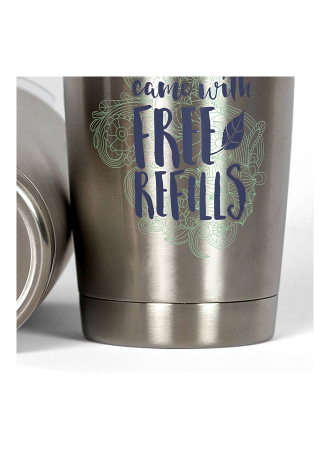 My Wallet Quote Printed Tumbler With Lid Silver/Blue  - Image 3
