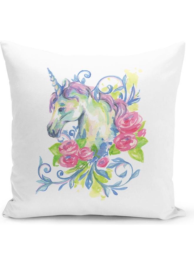 Floral Unicorn Design Decorative Pillow Multicolour - Image 1