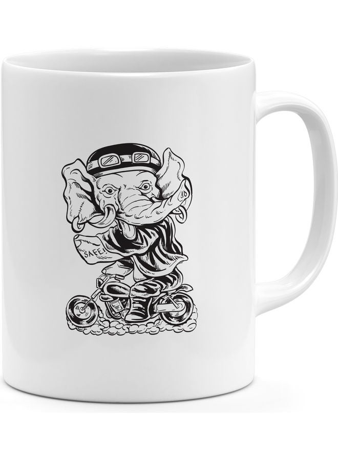 Elephant Design Coffee Mug White/Black - Image 1