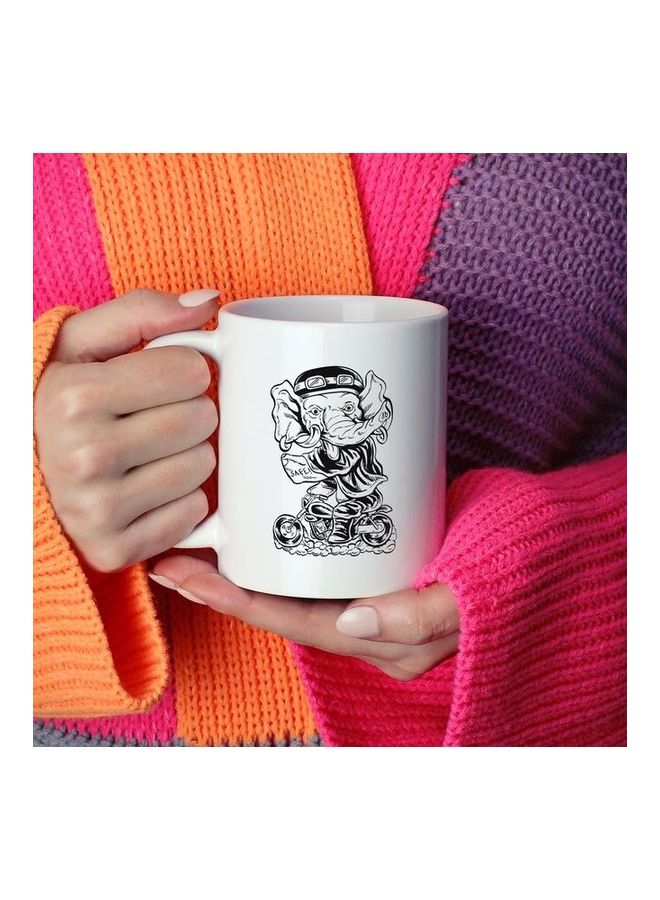 Elephant Design Coffee Mug White/Black - Image 2