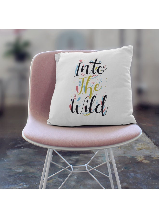 Into The Wild Quote Printed Decorative Throw Pillow White/Black/Green 40x40cm - Image 3