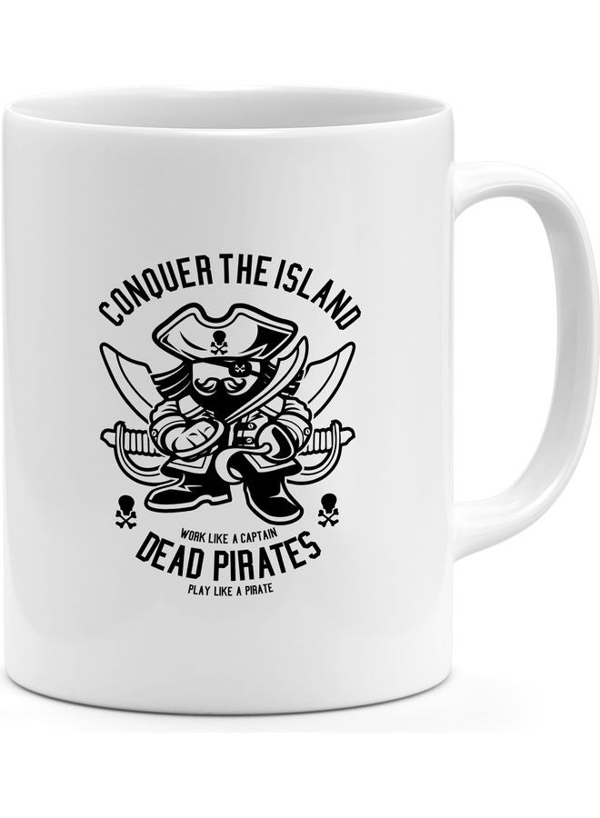 Conquer the Island Design Coffee Mug White/Black - Image 1