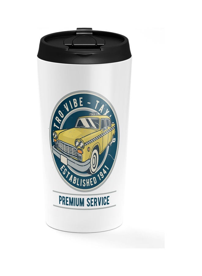 Double-Wall Stainless Steel Printed Tumbler with Lid White - Image 1