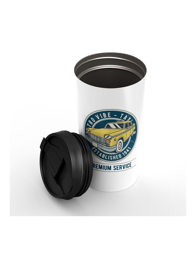 Double-Wall Stainless Steel Printed Tumbler with Lid White - Image 2