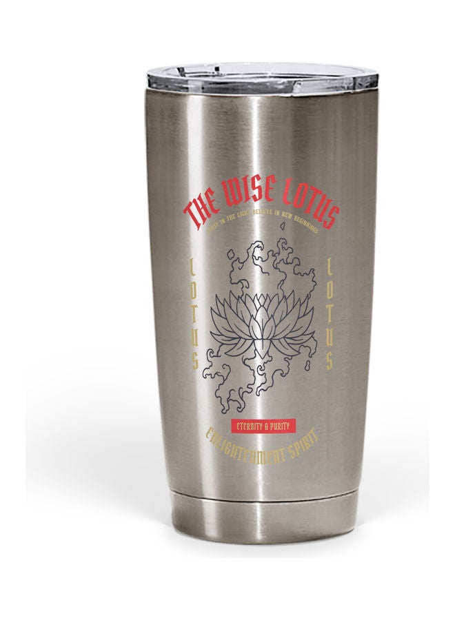 Wise Lotus Design Stainless Steel Tumbler With Lid Multicolour  - Image 1