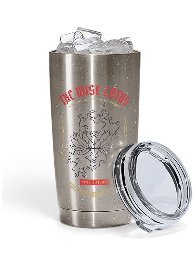 Wise Lotus Design Stainless Steel Tumbler With Lid Multicolour  - Image 2