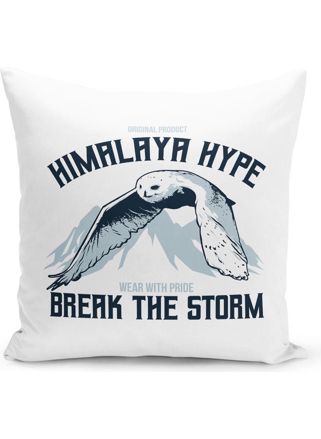 Owl Themed Decorative Throw Pillow White/Blue/Black 40x40cm - Image 1