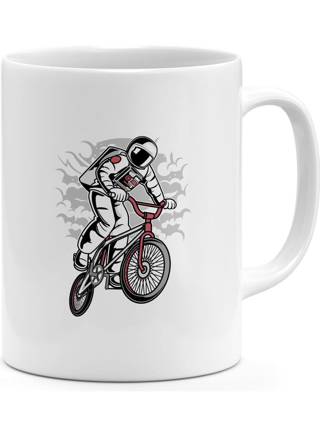 Astronaut Bike Design Coffee Mug White/Red - Image 1
